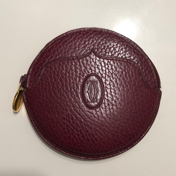 Cartier Handbags - Cartier Bordeaux Grained Leather Round Coin Purse
